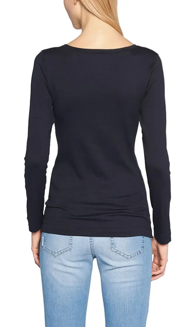 Marc Cain Basic langærmet t shirt midnat blå 1