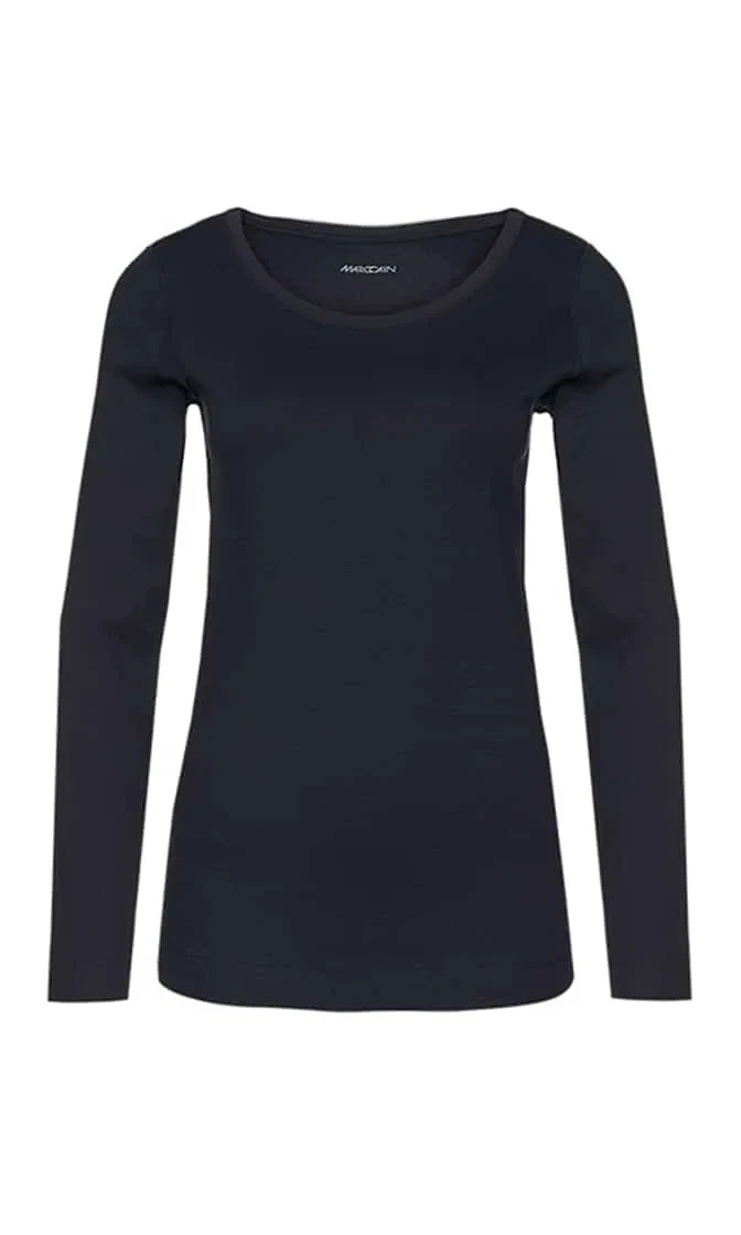 Marc Cain Basic langærmet t shirt midnat blå 3