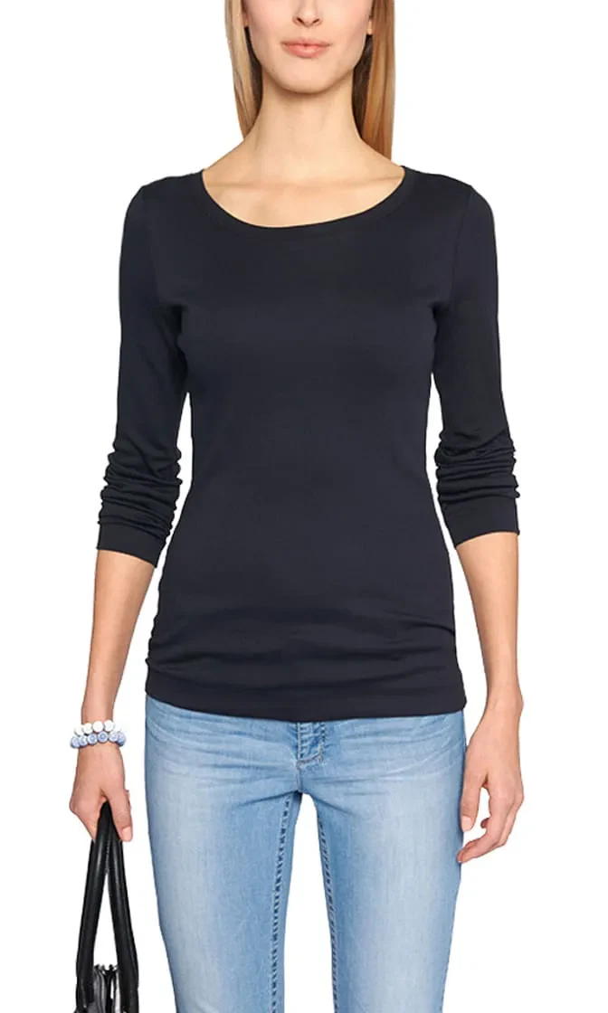Marc Cain Basic langærmet t shirt midnat blå