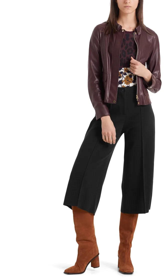 Marc Cain jakke i laederlook aubergine 4