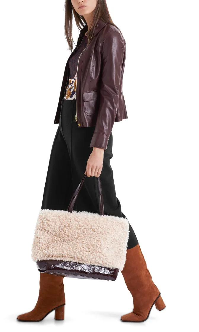 Marc Cain jakke i laederlook aubergine 5