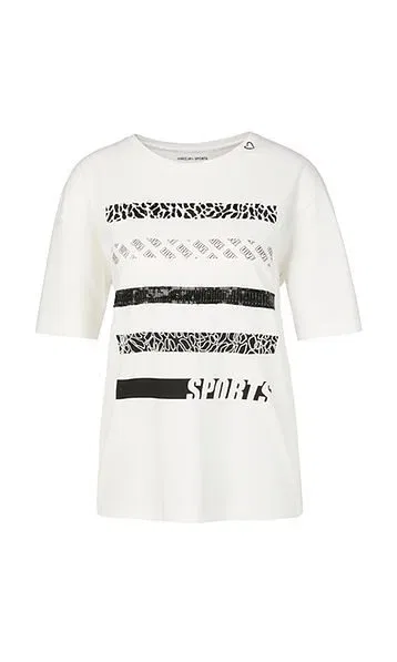 Marc Cain sports T shirt med pailetter raahvid og sort
