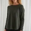 Davida Curved sweater Army green scaled