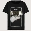 Monari T shirt med pailetter og tryk sort 2