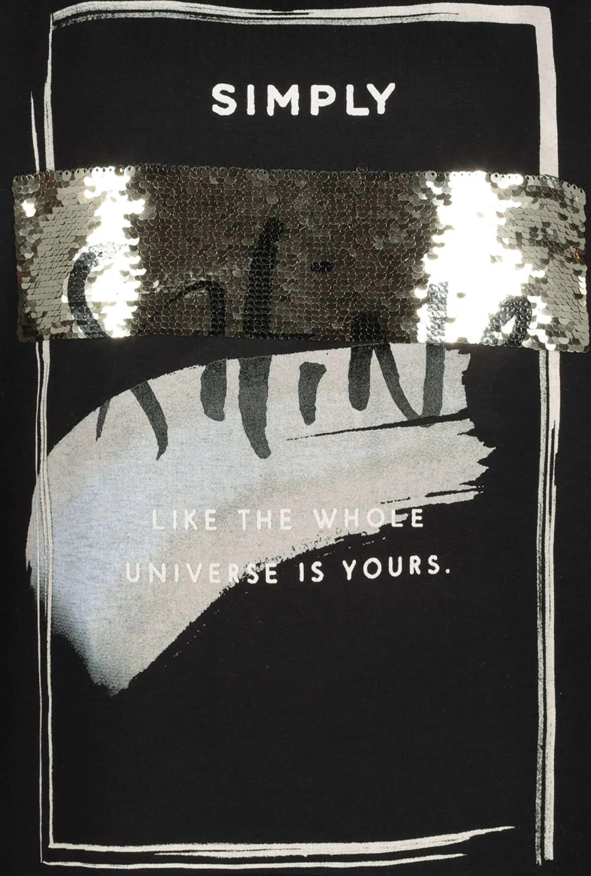 Monari T shirt med pailetter og tryk sort 4