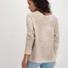 Monari pullover i strik med print og pailetter sand 1