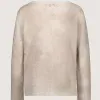 Monari pullover i strik med print og pailetter sand 4