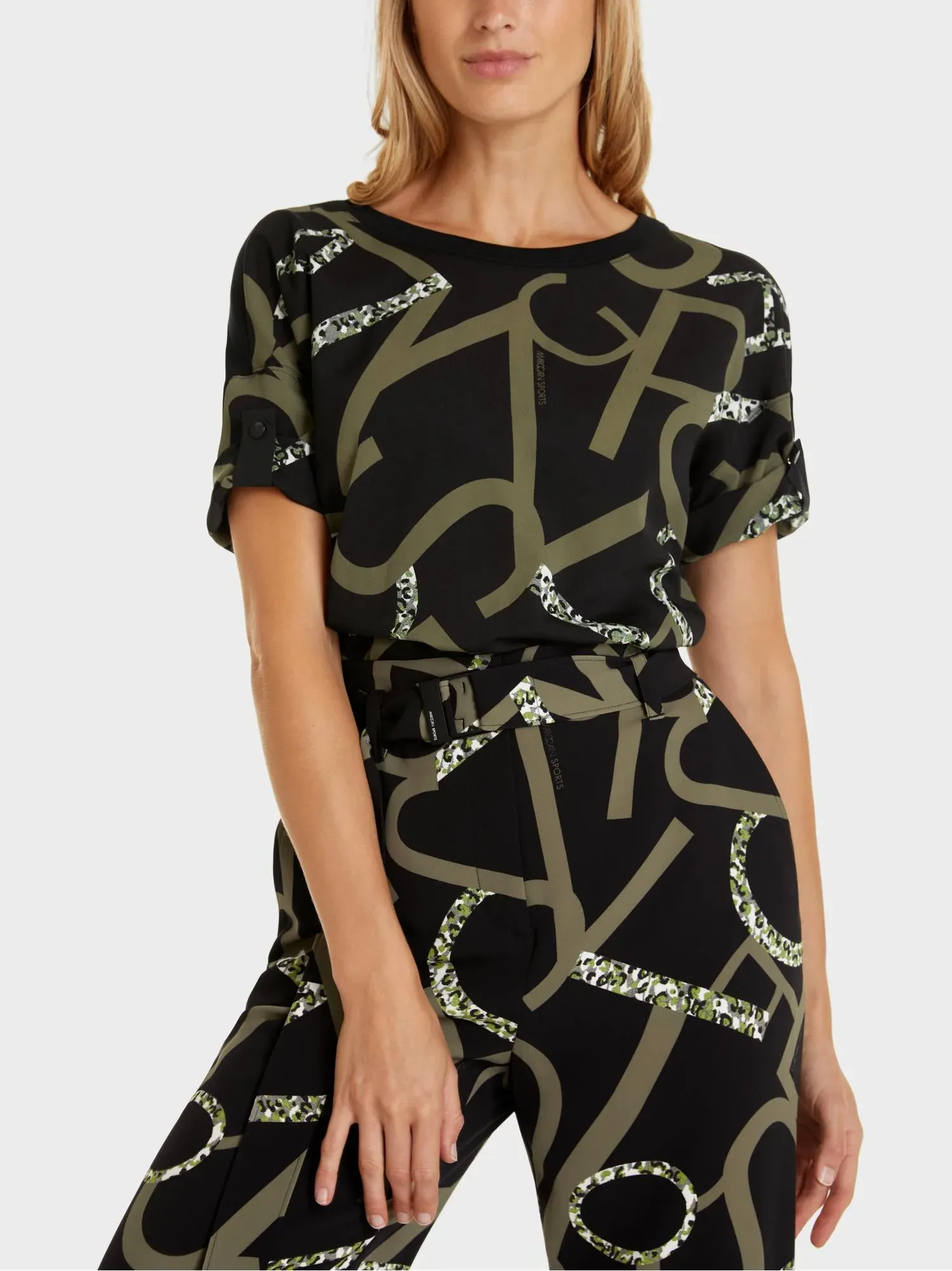 Marc Cain Sports bluse i mixed materiale sort 2