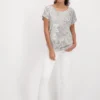 Monari T shirt med print i graa 1