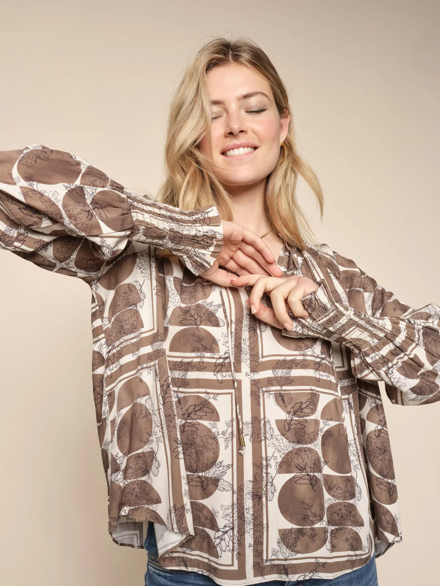 Mos Mosh Macha Ls Bubble Bluse Capers Green 1