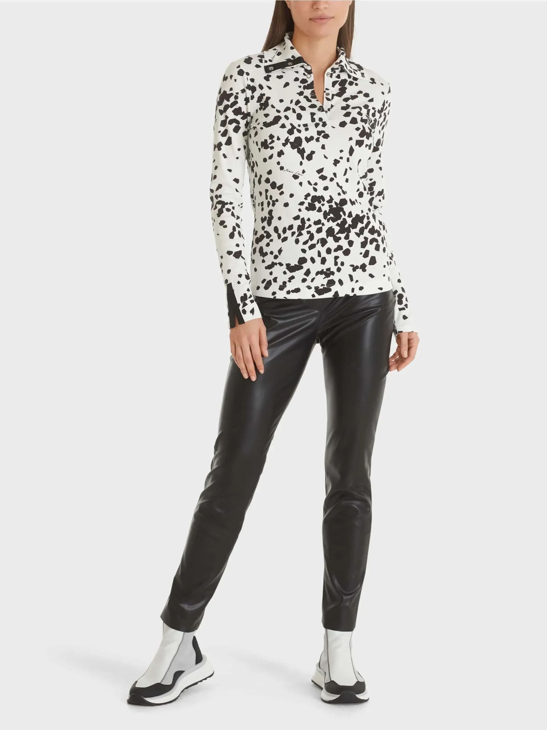 Marc Cain Collections ribbet T shirt med grafisk moenster