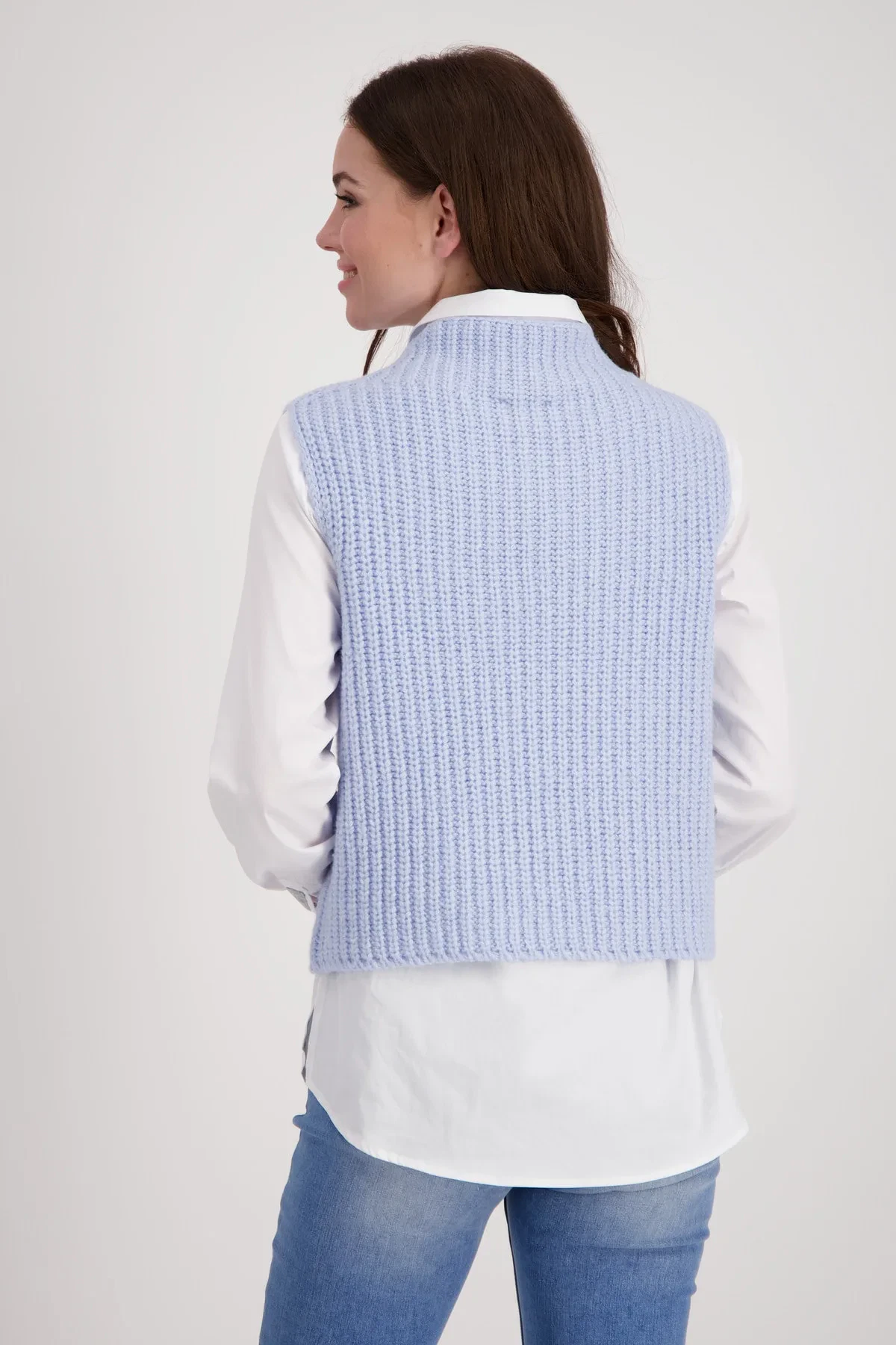Monari strik vest lyseblaa 1
