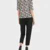Marc Cain Collections ribbet bomulds T shirt med print 1