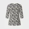 Marc Cain Collections ribbet bomulds T shirt med print 5