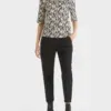 Marc Cain Collections ribbet bomulds T shirt med print