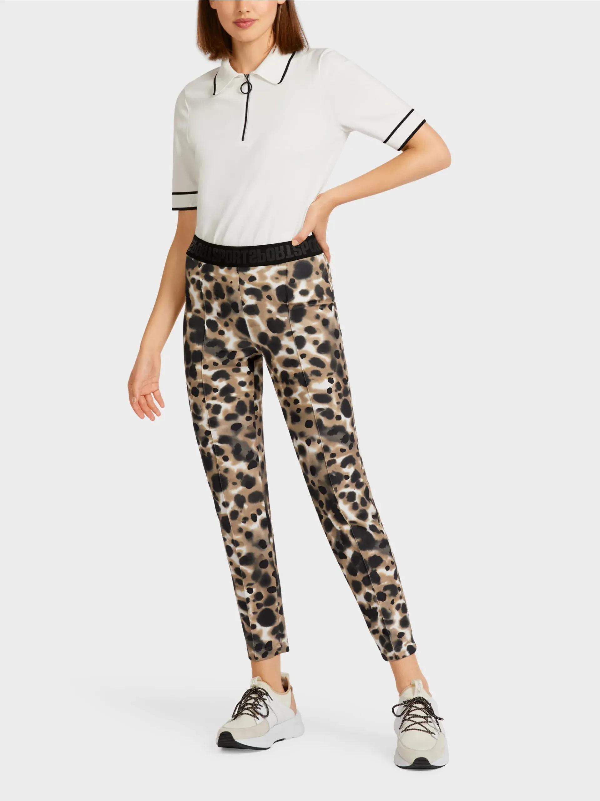 Marc Cain Sports elastiske bukser i leopard moenster