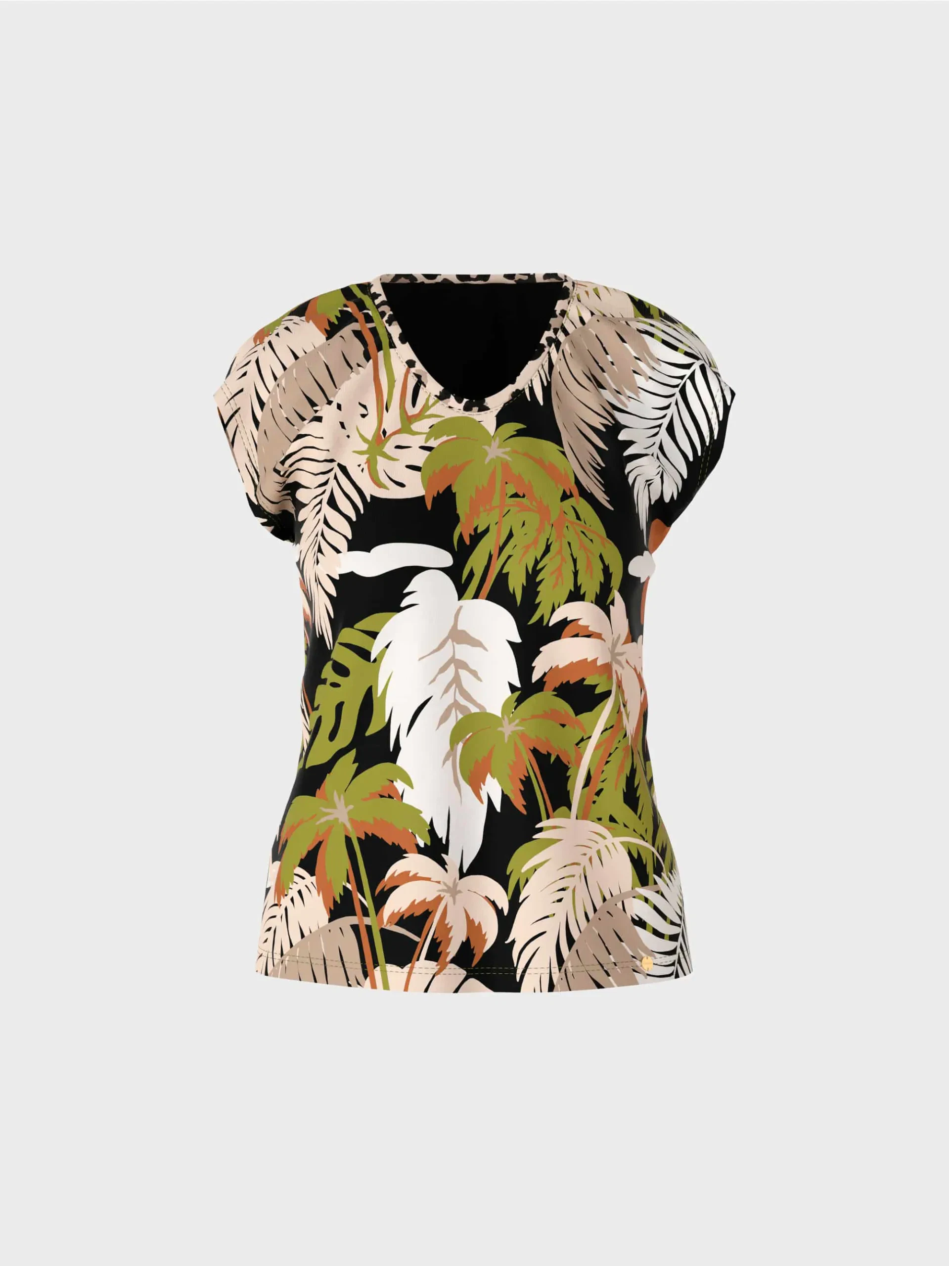 Marc Cain Collections top med V-hals i tropisk print - Billede 4