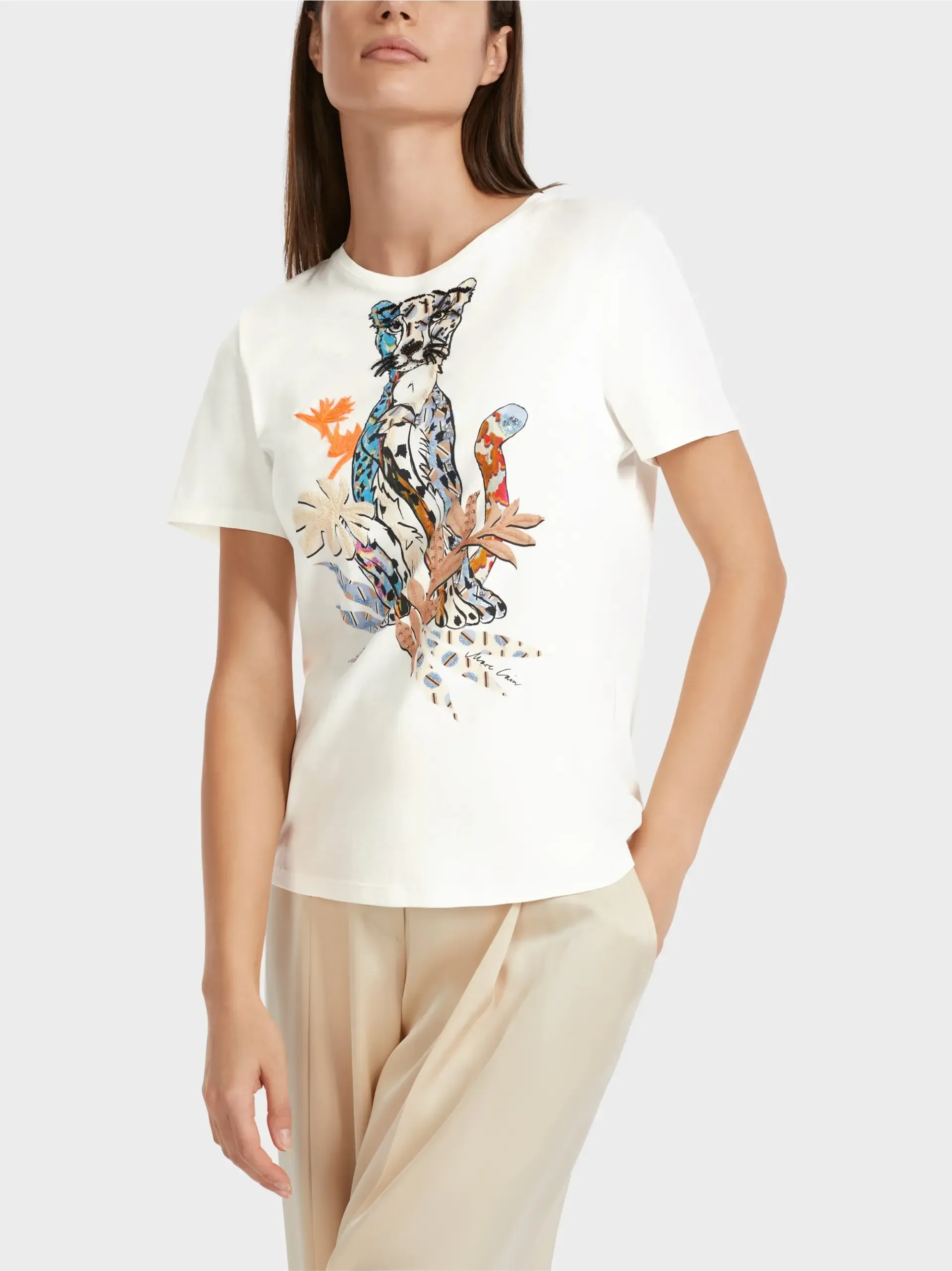 Marc Cain Collections T-shirt med tiger motiv