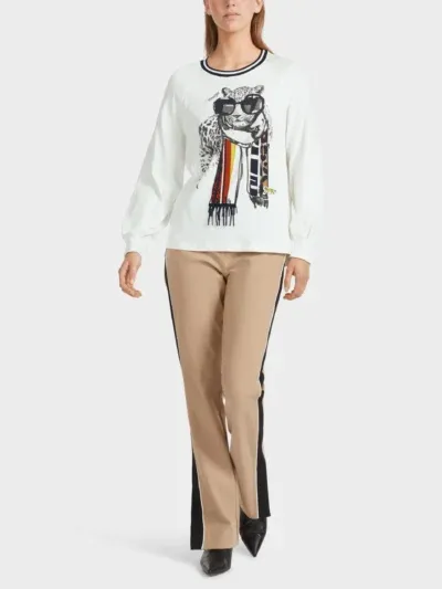 Marc Cain Sports bluse i raahvid og sort scaled