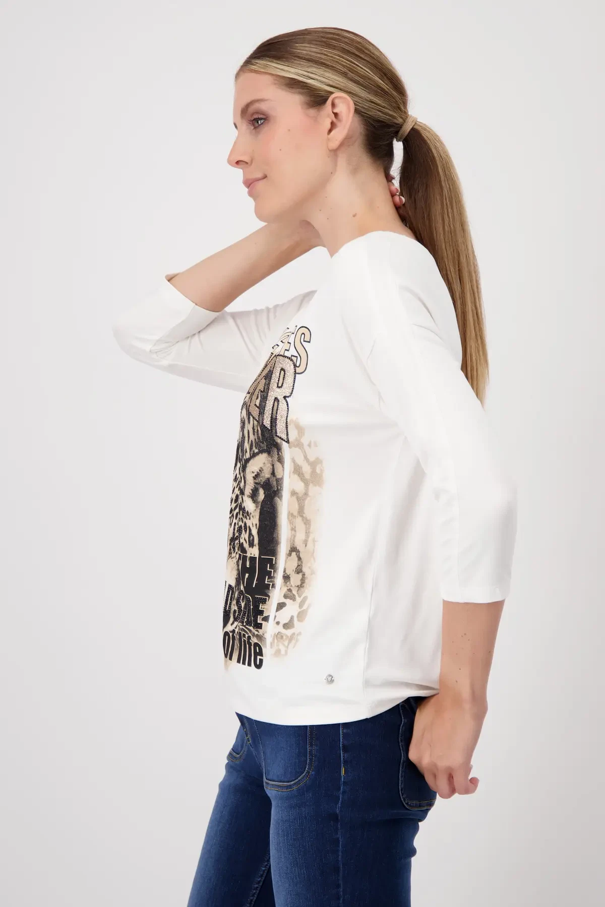 Monari bluse med leopard print og glimmer - Billede 3