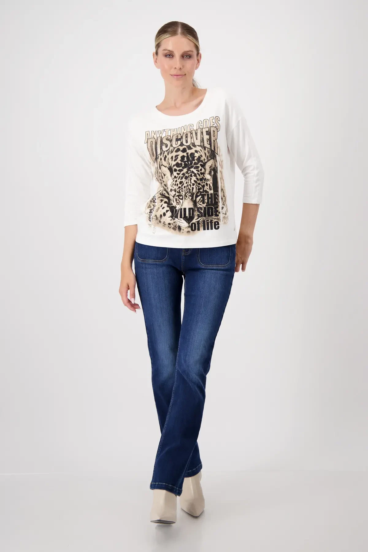 Monari bluse med leopard print og glimmer - Billede 4