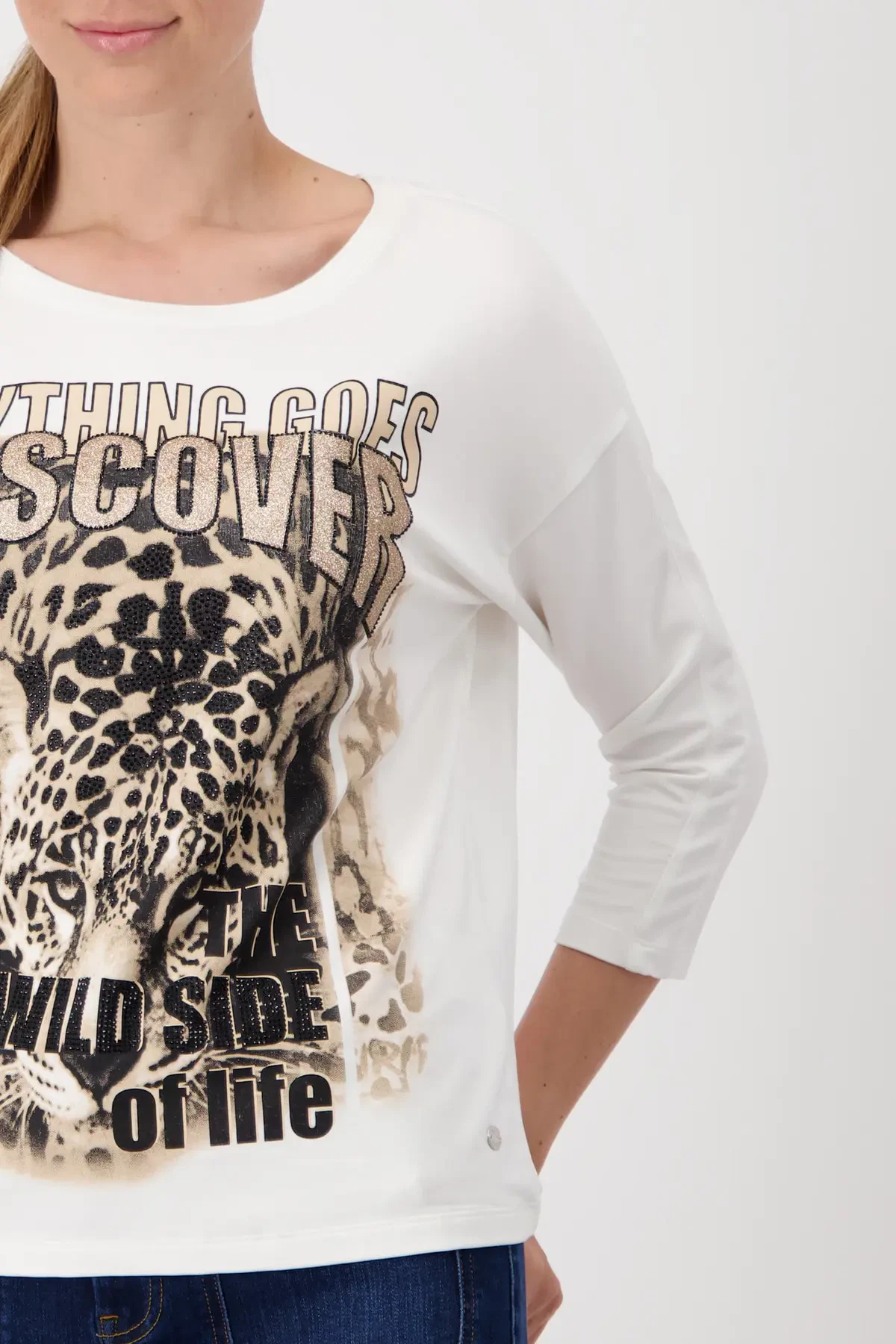 Monari bluse med leopard print og glimmer - Billede 5