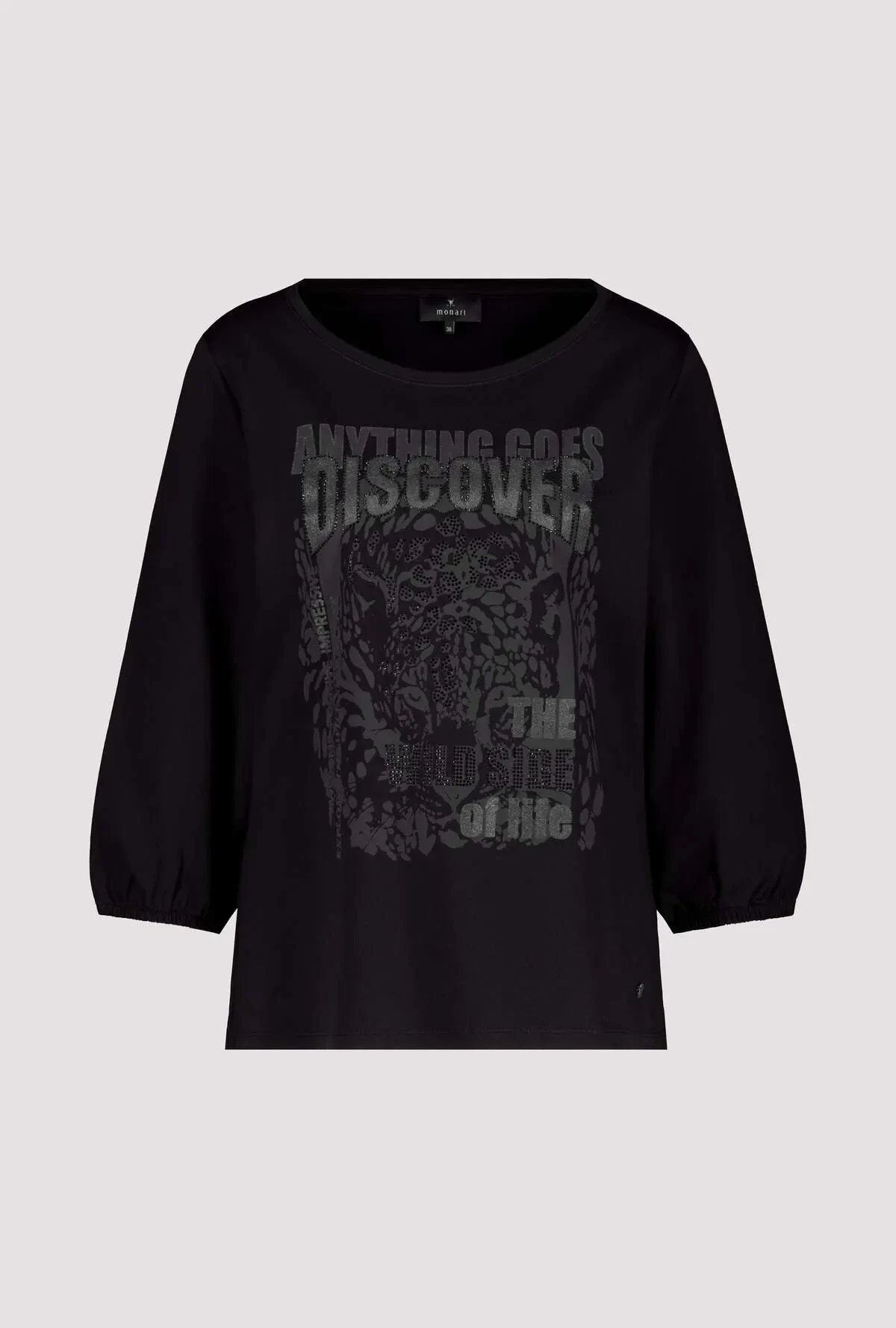 Monari bluse i sort med print - Billede 5