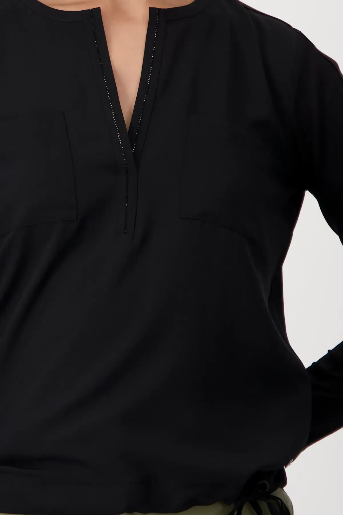 Monari bluse med rhinsten - sort - Billede 4