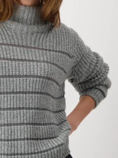 Monari turtleneck strik i graa soelv 2
