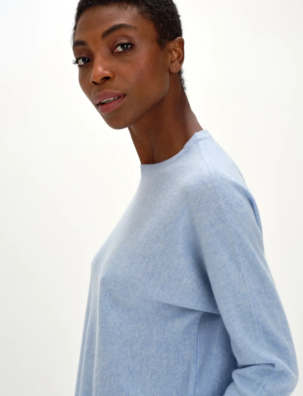 Davida Cashmere curved sweater - lys blå - Billede 3