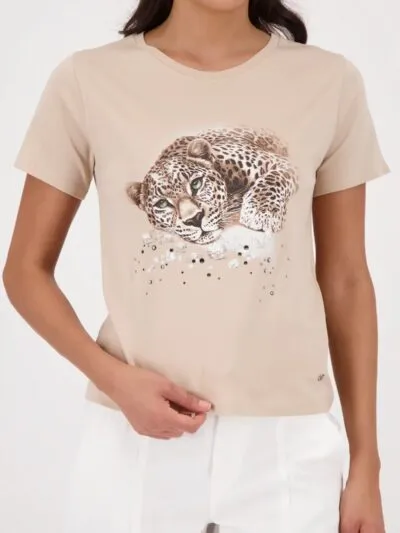 monari t shirt med leopard print