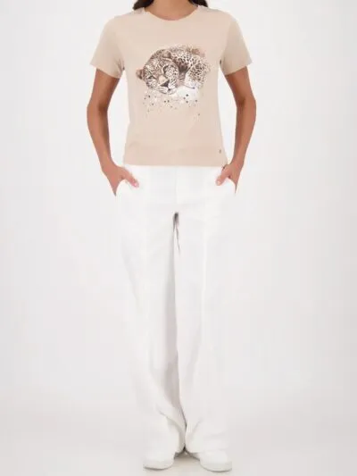 monari t shirt med leopard print