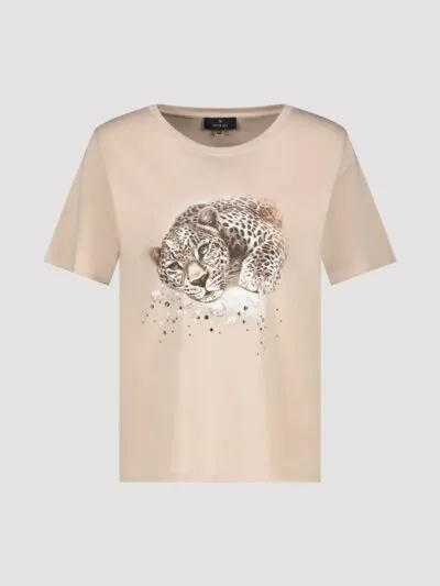 monari t shirt med leopard print